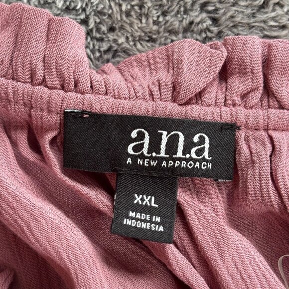 ANA Womens Top Size 2XL Mauve Whimsical Fairy Ruffle Lace Western Crinkle 18679 - Picture 3 of 9